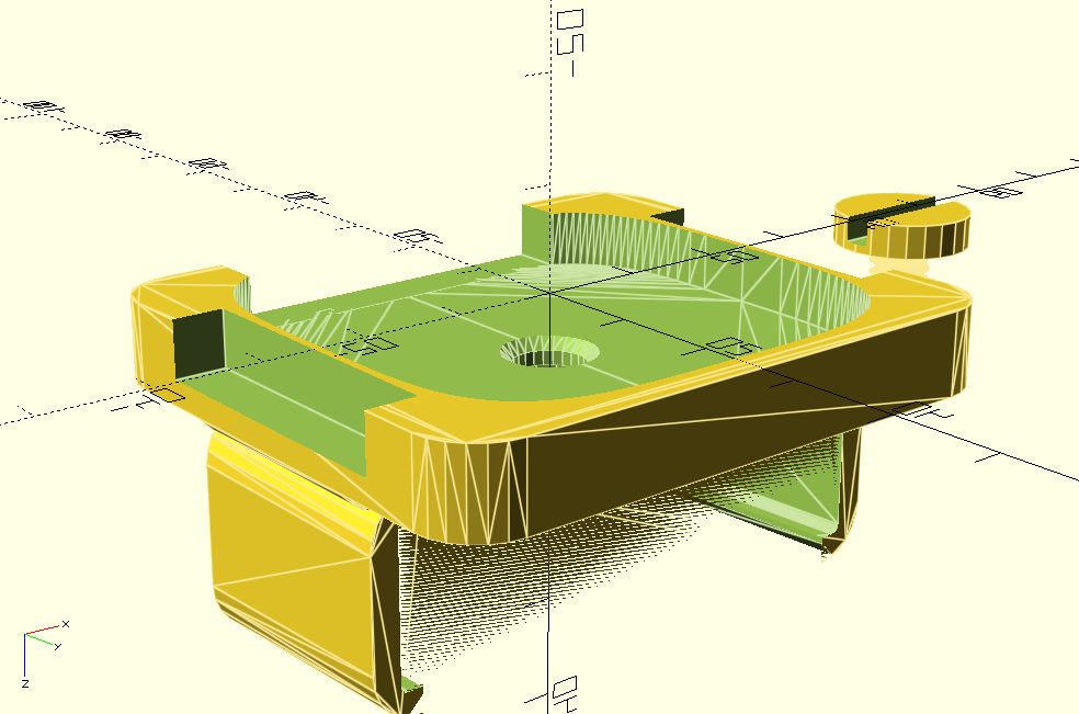 The parametric OpenSCAD source, showing the measured parameters.